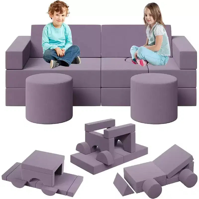 Canapé de jeu modulable 13 pièces - Canapé convertible pour enfant avec housses douces lavables - Fauteuil de sol en mousse pour salle de jeux, salon ou chambre à coucher