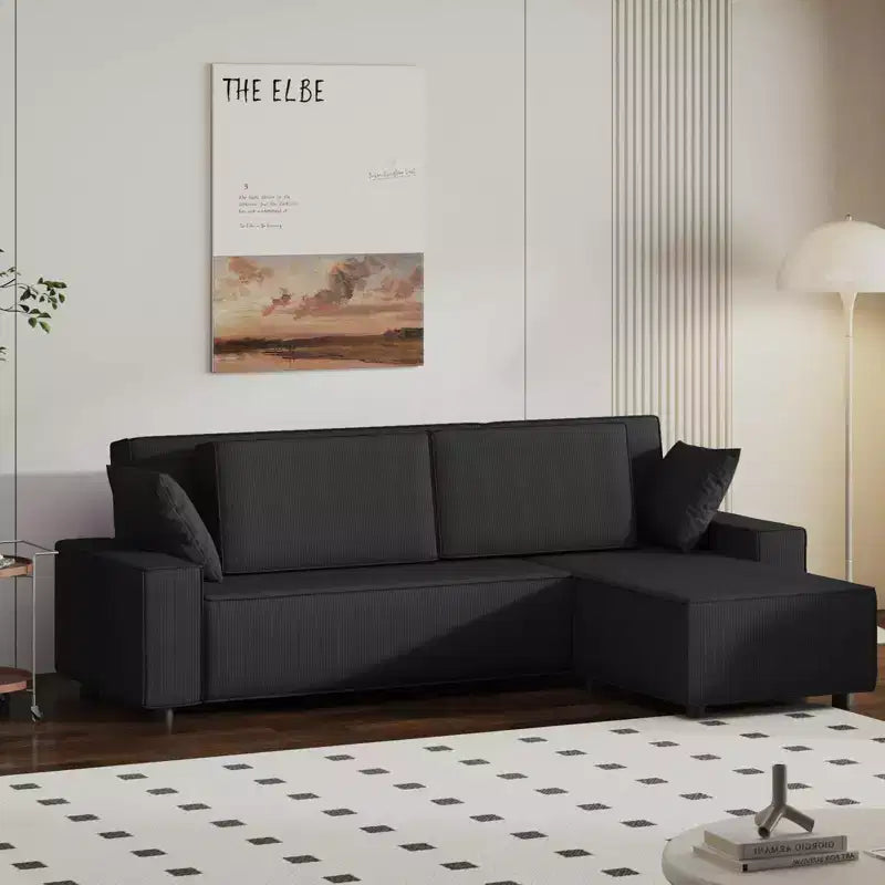 Canapé d'angle modulable en L avec pouf, canapé nuage moelleux en éponge livré en boîte, aucun assemblage requis, rembourré moderne pour salon