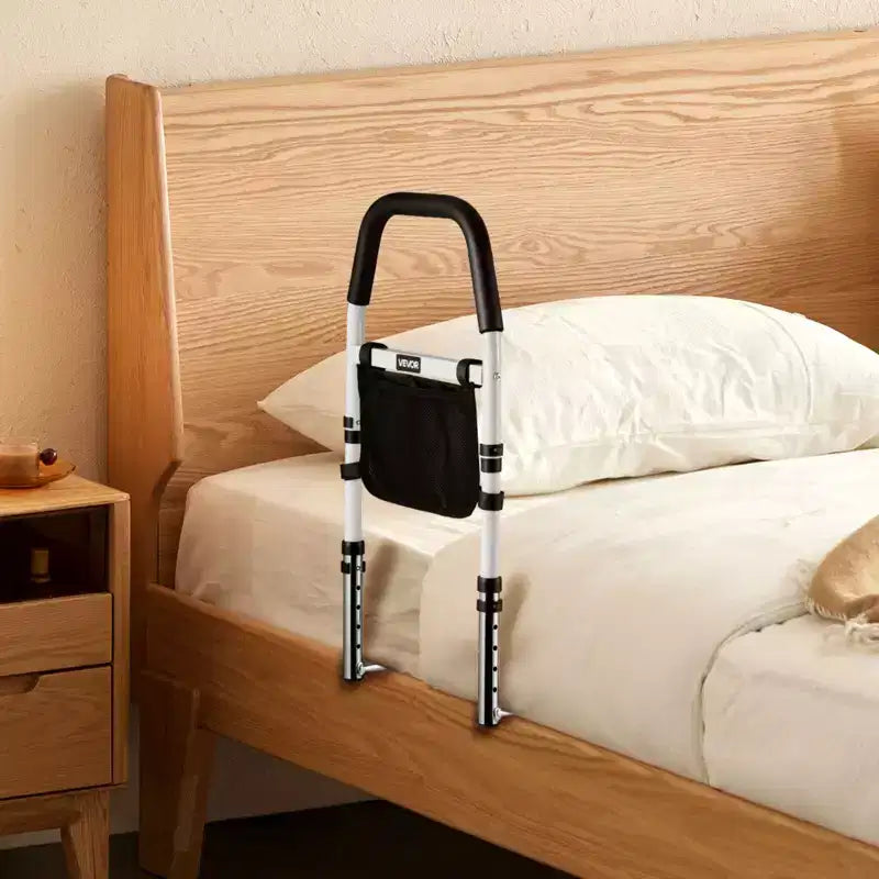 Barre de lit VEVOR pour personnes âgées, mains courantes d'assistance de chevet avec main courante en PU, canne de chevet à hauteur réglable, barres de lit en acier au carbone haute résistance, noir+blanc