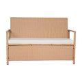 VEVOR Outdoor Storage Bench, 2-Person PE Rattan Storage Bench, 70 Gal Deck Box with Cushion, Supports up to 265 lbs, Brown