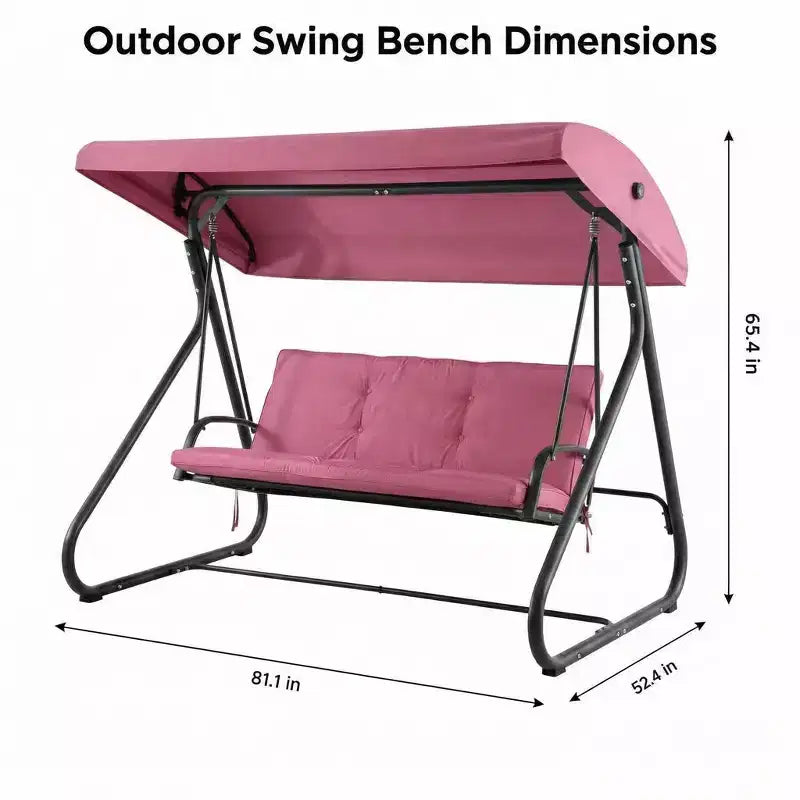 Balançoire-planeur convertible 3 places pour l'extérieur, auvent réglable, cadre métallique robuste, capacité de poids de 340 kg, coussins amovibles, pour patio, jardin
