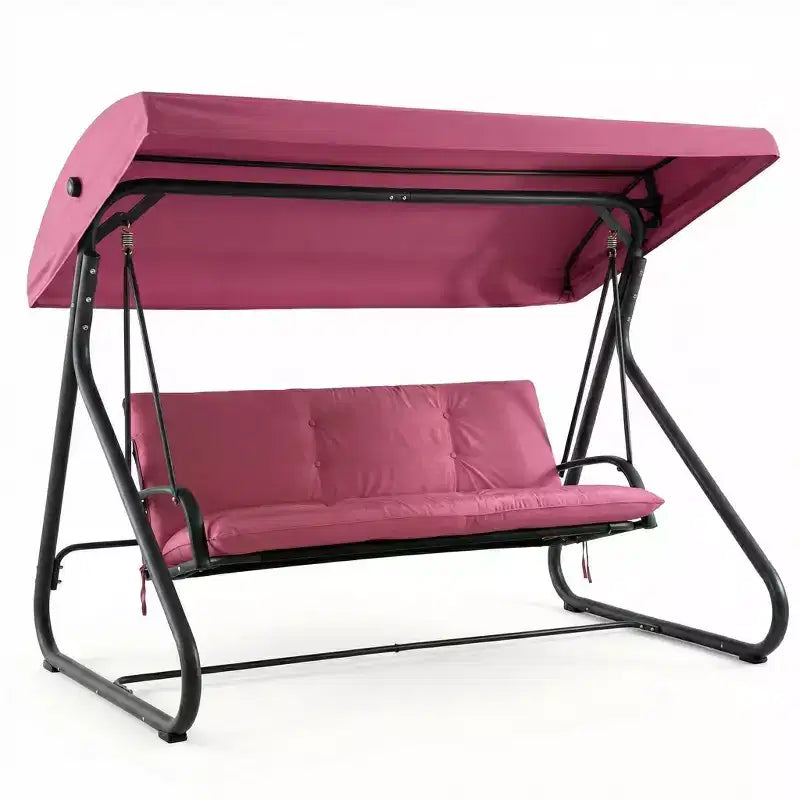 Balançoire-planeur convertible 3 places pour l'extérieur, auvent réglable, cadre métallique robuste, capacité de poids de 340 kg, coussins amovibles, pour patio, jardin