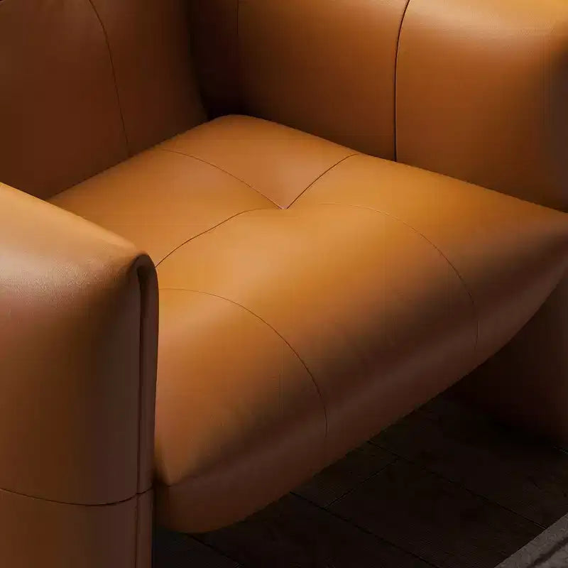 Luck Live 34.64 Fauteuil d'appoint de salon moderne, en similicuir rembourré, avec coussin épais et cadre en bois massif