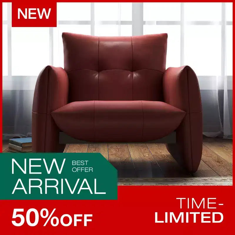 Luck Live 34.64 Fauteuil d'appoint de salon moderne, en similicuir rembourré, avec coussin épais et cadre en bois massif