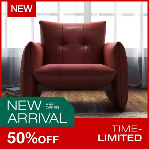 Luck Live 34.64 Fauteuil d'appoint de salon moderne, en similicuir rembourré, avec coussin épais et cadre en bois massif