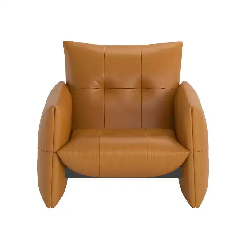 Luck Live 34.64 Fauteuil d'appoint de salon moderne, en similicuir rembourré, avec coussin épais et cadre en bois massif