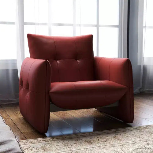 Luck Live 34.64 Modern Lounge Accent Chair Sofa, Faux Leather Upholstered Armchair with Thick Cushion & Solid Wood Frame