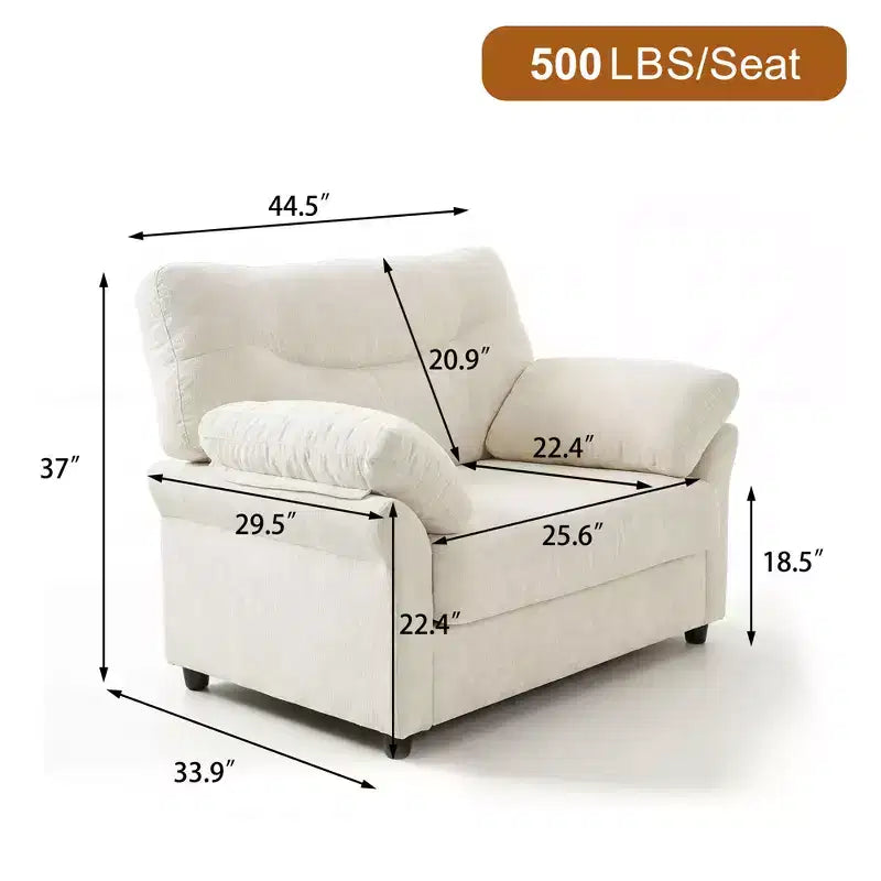 Fauteuil d'appoint surdimensionné, fauteuil moderne en chenille pour le salon, large fauteuil de lecture avec assise profonde et accoudoir oreiller, canapé simple pour la chambre