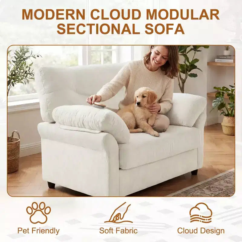 Fauteuil d'appoint surdimensionné, fauteuil moderne en chenille pour le salon, large fauteuil de lecture avec assise profonde et accoudoir oreiller, canapé simple pour la chambre