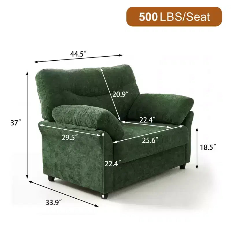 Fauteuil d'appoint surdimensionné, fauteuil moderne en chenille pour le salon, large fauteuil de lecture avec assise profonde et accoudoir oreiller, canapé simple pour la chambre