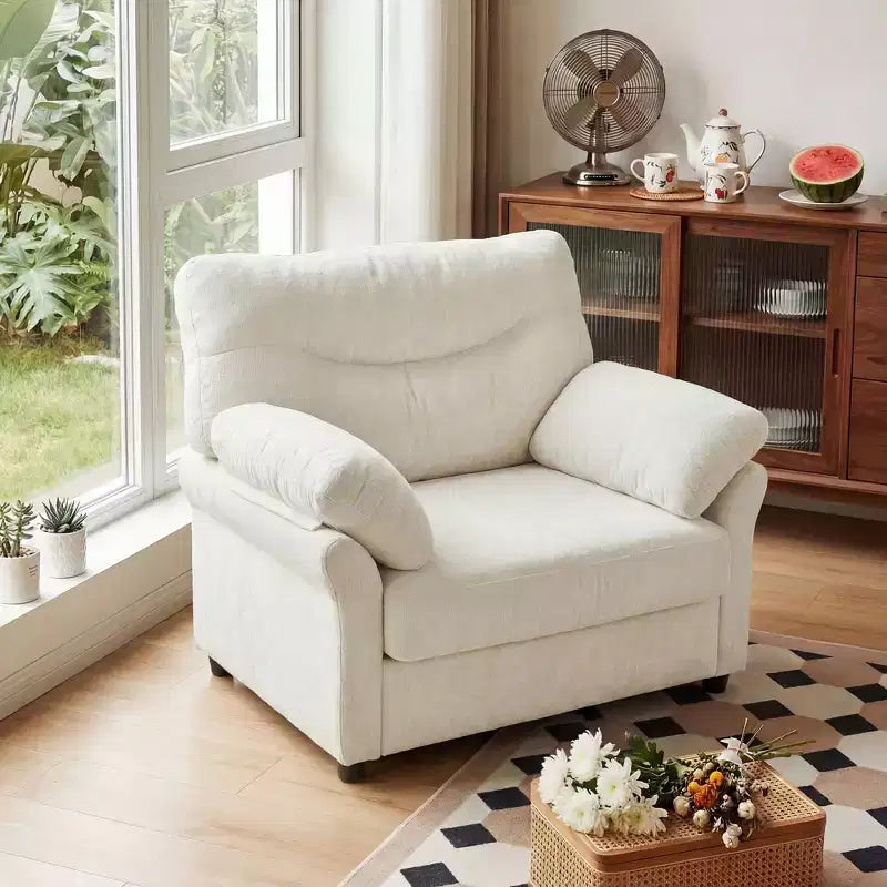 Dyonery Oversized Accent Chair,Modern Chenille Armchair for Living Room,Wide Reading Chair with Deep Seat & Pillow Arm Single Sofa Chair for Bedroom
