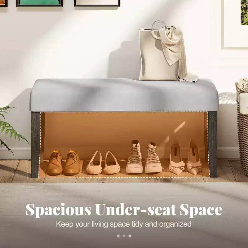 Costway Lot de 2 bancs rembourrés de chambre à coucher avec siège rembourré et pieds en bois massif pour salle à manger