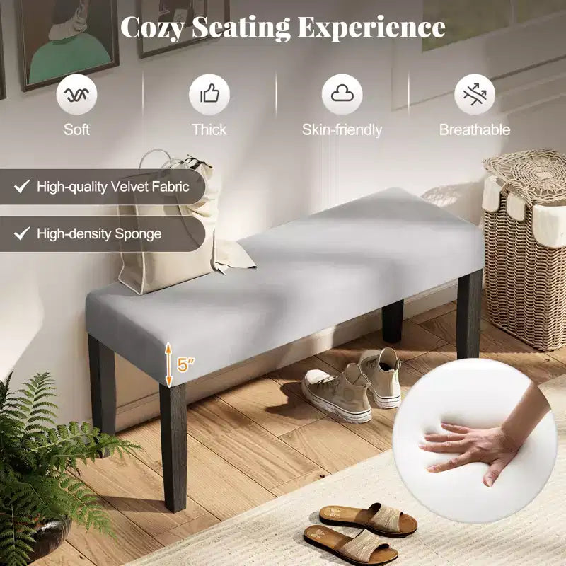 Costway Lot de 2 bancs rembourrés de chambre à coucher avec siège rembourré et pieds en bois massif pour salle à manger
