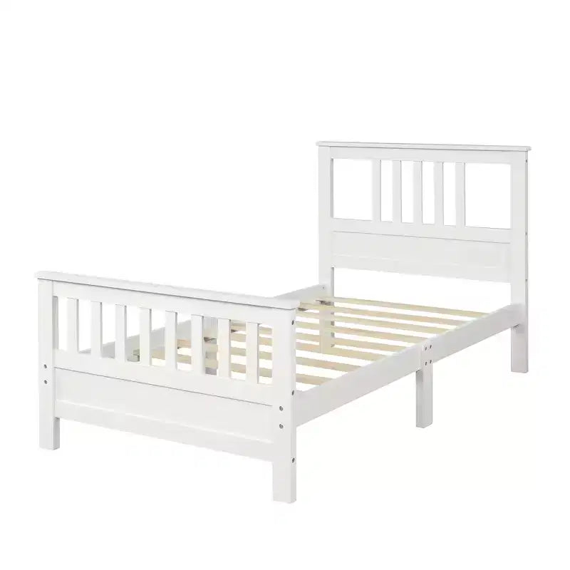 Lit plateforme en bois double avec tête et pied de lit, assemblage facile, blanc