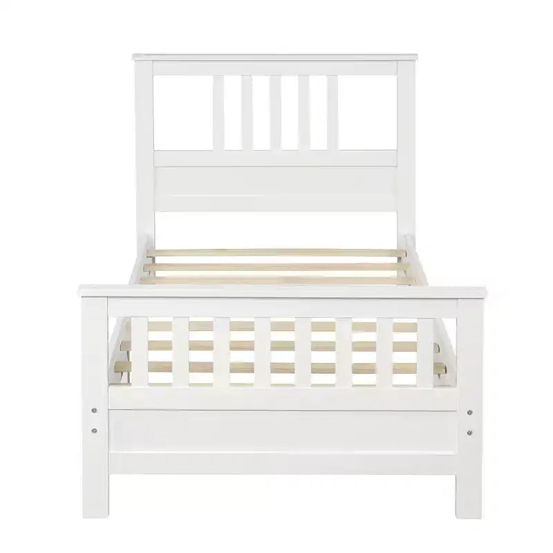 Lit plateforme en bois double avec tête et pied de lit, assemblage facile, blanc