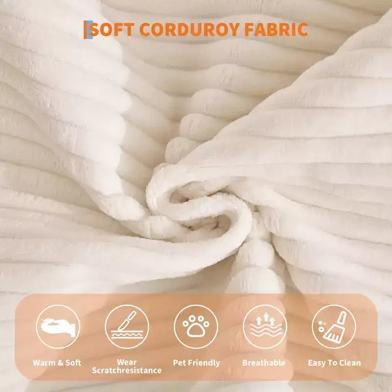 Canapé-lit convertible 5-en-1 en velours côtelé avec oreillers, futon pliant 79 po avec cadre fixe et accoudoirs amovibles pour petits espaces, aucun assemblage requis