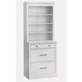 Lifestorey 2pc Harrington Modular Faux Marble Office Cabinet Set Hutch White: Farmhouse Style, Faux Marble Surface, MDF Construction