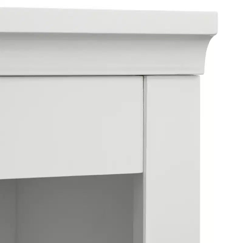 Lifestorey 2pc Armoire de Bureau Modulable Harrington avec Huche Faux Marbre Blanc : Style Ferme, Surface Faux Marbre, Construction en MDF