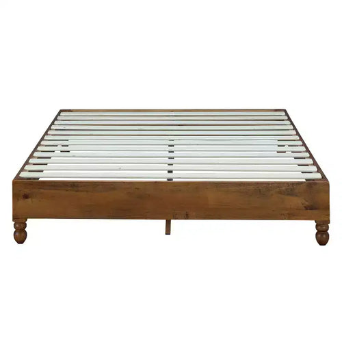 MUSEHOMEINC Cadre de lit plateforme en bois de pin massif de 12 pouces avec lattes en bois, King size