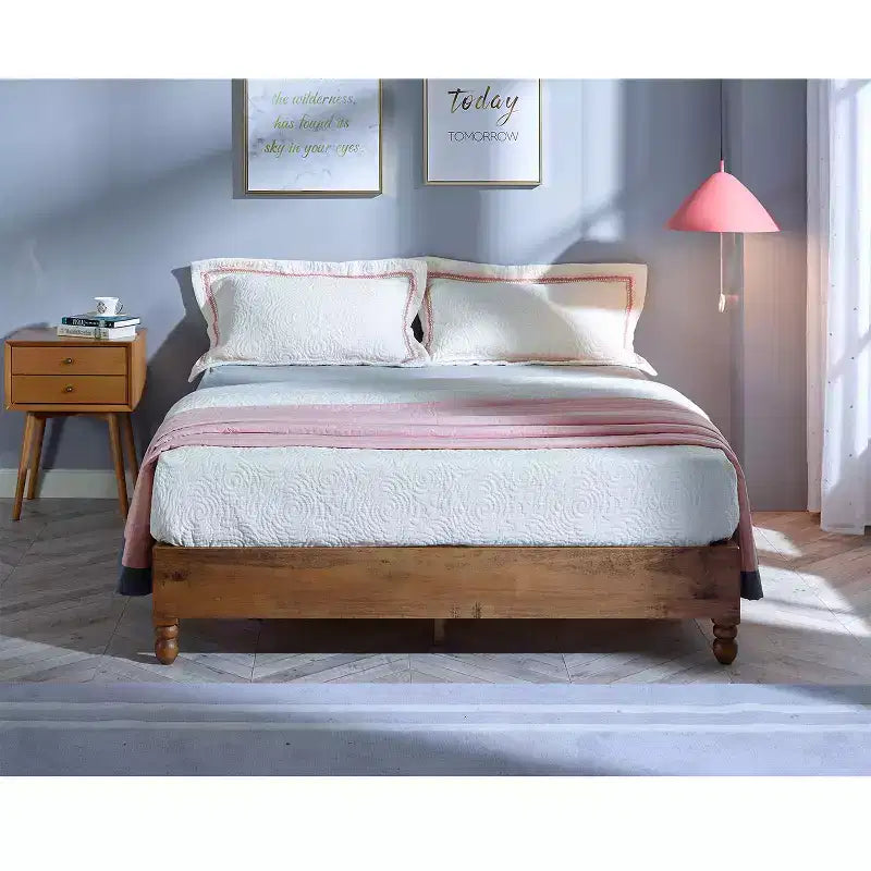 MUSEHOMEINC Cadre de lit plateforme en bois de pin massif de 12 pouces avec lattes en bois, King size