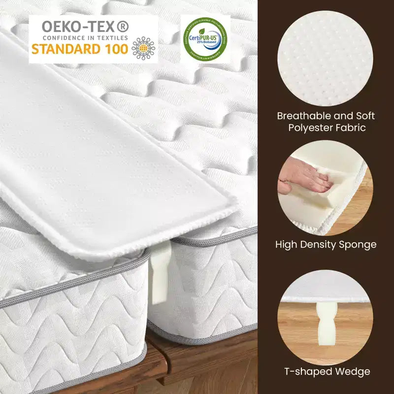 Costway 9/12 Kit de Convertisseur Lit Jumeau XL en King Size avec Sangle de Remplissage pour Pont de Lit Extra Large