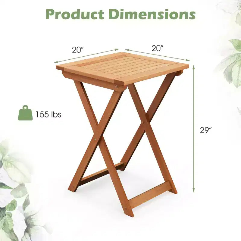 Costway Table Pliante de Patio Extérieur 1/2 PC 20 Pouces en Bois Dur Table Bistro avec Plateau à Lattes