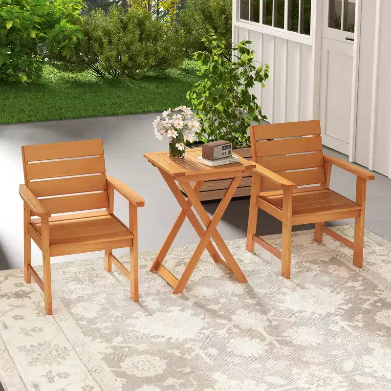 Costway Table Pliante de Patio Extérieur 1/2 PC 20 Pouces en Bois Dur Table Bistro avec Plateau à Lattes
