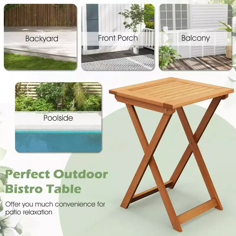 Costway Table Pliante de Patio Extérieur 1/2 PC 20 Pouces en Bois Dur Table Bistro avec Plateau à Lattes
