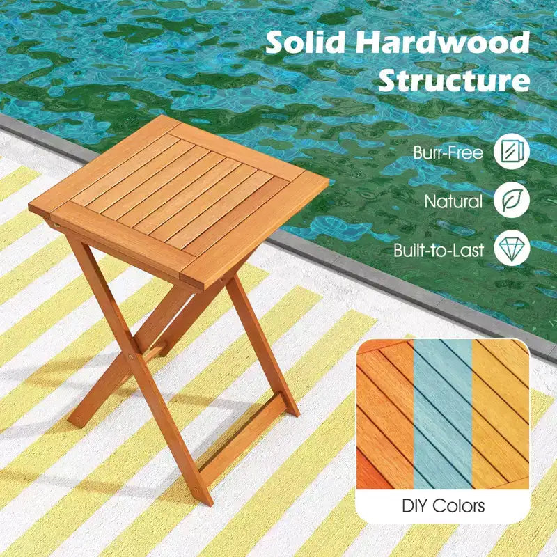 Costway Table Pliante de Patio Extérieur 1/2 PC 20 Pouces en Bois Dur Table Bistro avec Plateau à Lattes
