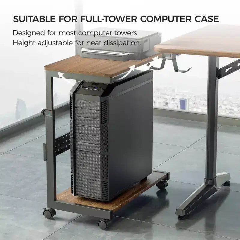 Chariot CPU mobile EUREKA ERGONOMIC à hauteur réglable avec tapis de souris