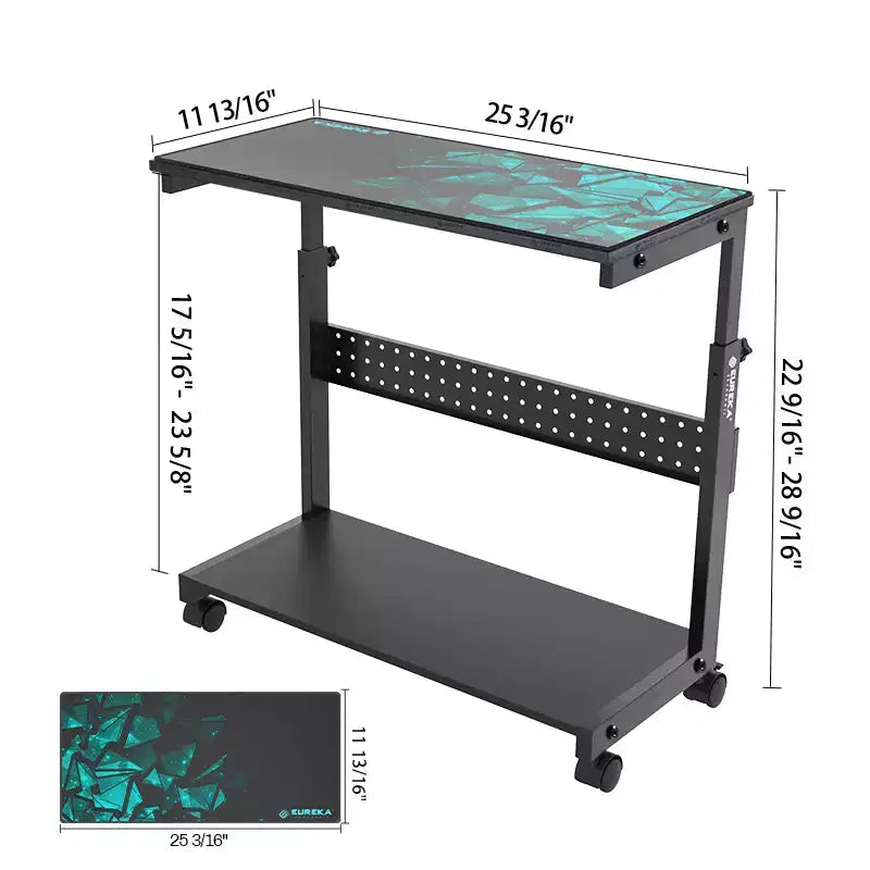 Chariot CPU mobile EUREKA ERGONOMIC à hauteur réglable avec tapis de souris